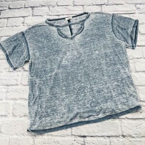 BKE Burnout V Neck T Shirt Blue Size Medium Short Sleeve Distressed Wash